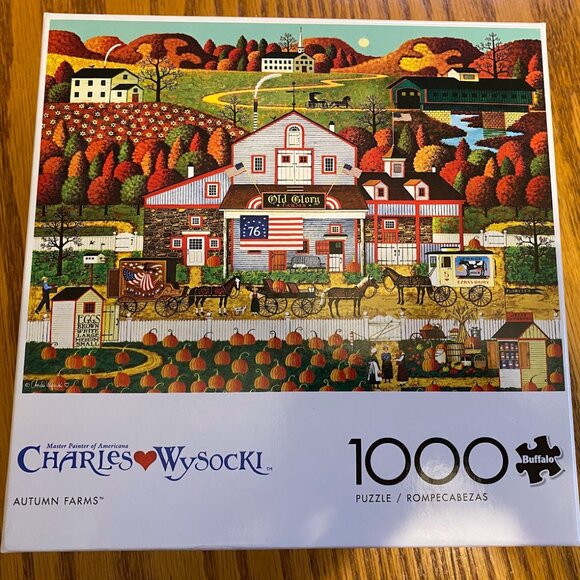 New Open Box 1000 pc. Jigsaw Puzzle by Charles Wysocki "Autumn Farms" - Picture 1 of 1